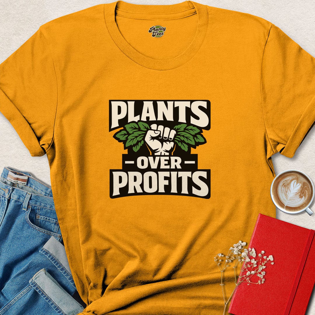 Plants Over Profits Shirt – Bold Vegan Activist Tee for Ethical Voices