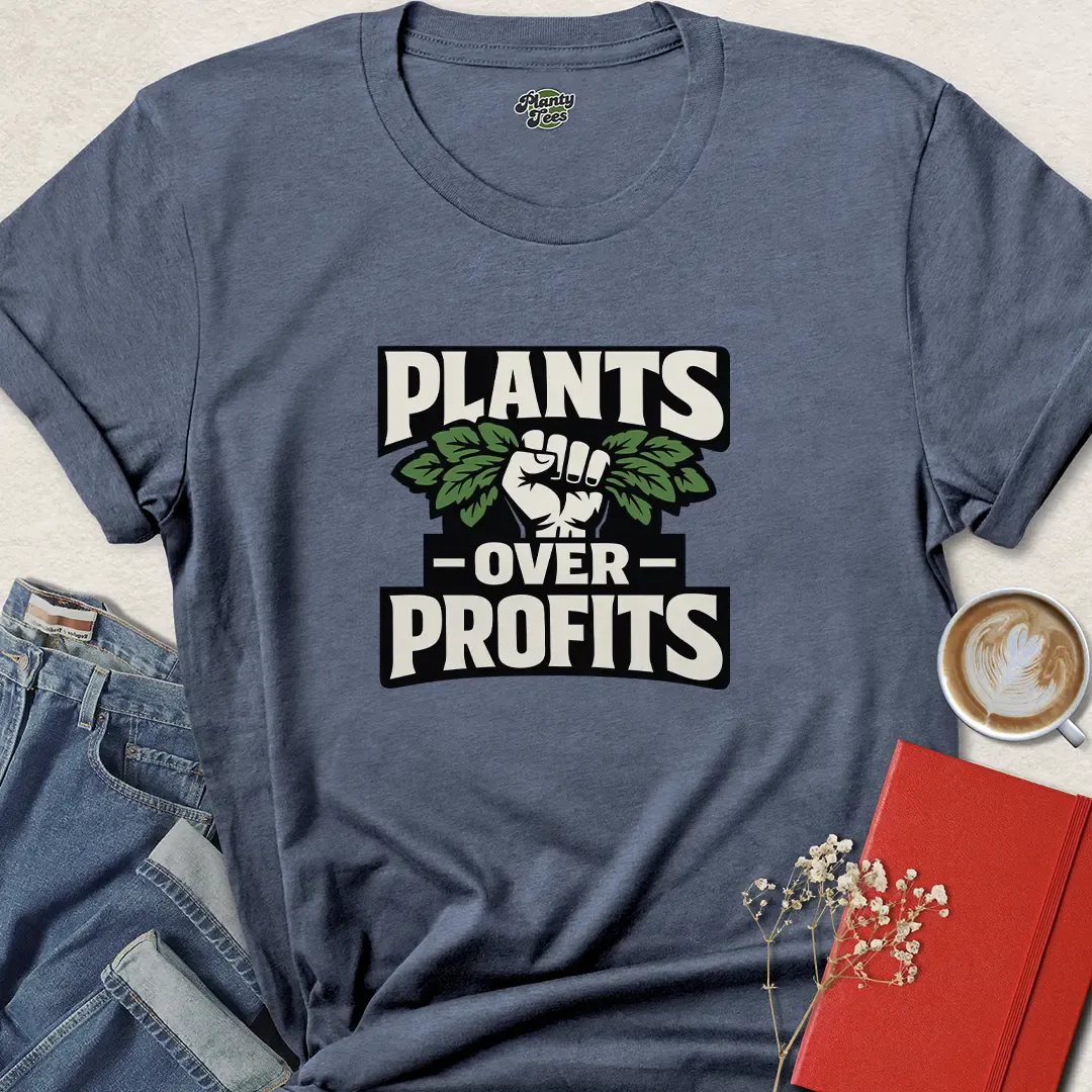 Plants Over Profits Shirt – Bold Vegan Activist Tee for Ethical Voices