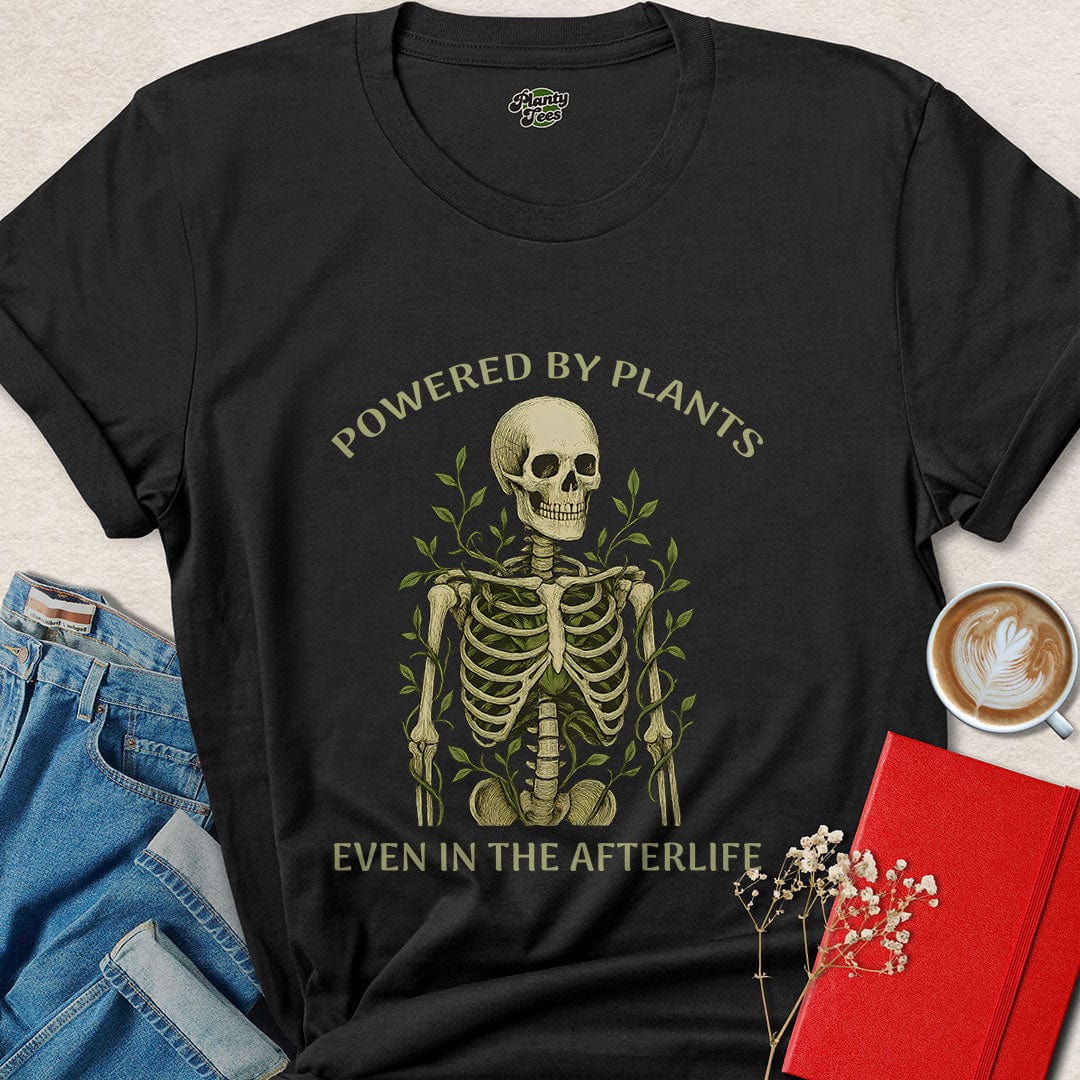 Powered by Plants Shirt – Vegan Skeleton Tee with Attitude