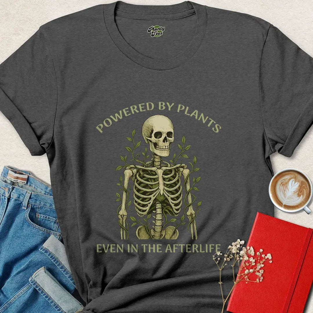 Powered by Plants Shirt – Vegan Skeleton Tee with Attitude