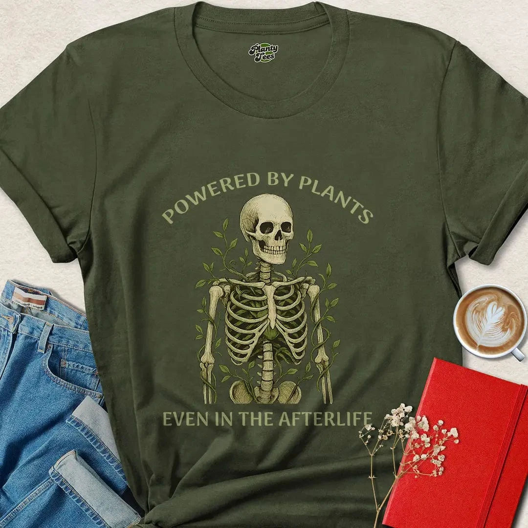 Powered by Plants Shirt – Vegan Skeleton Tee with Attitude