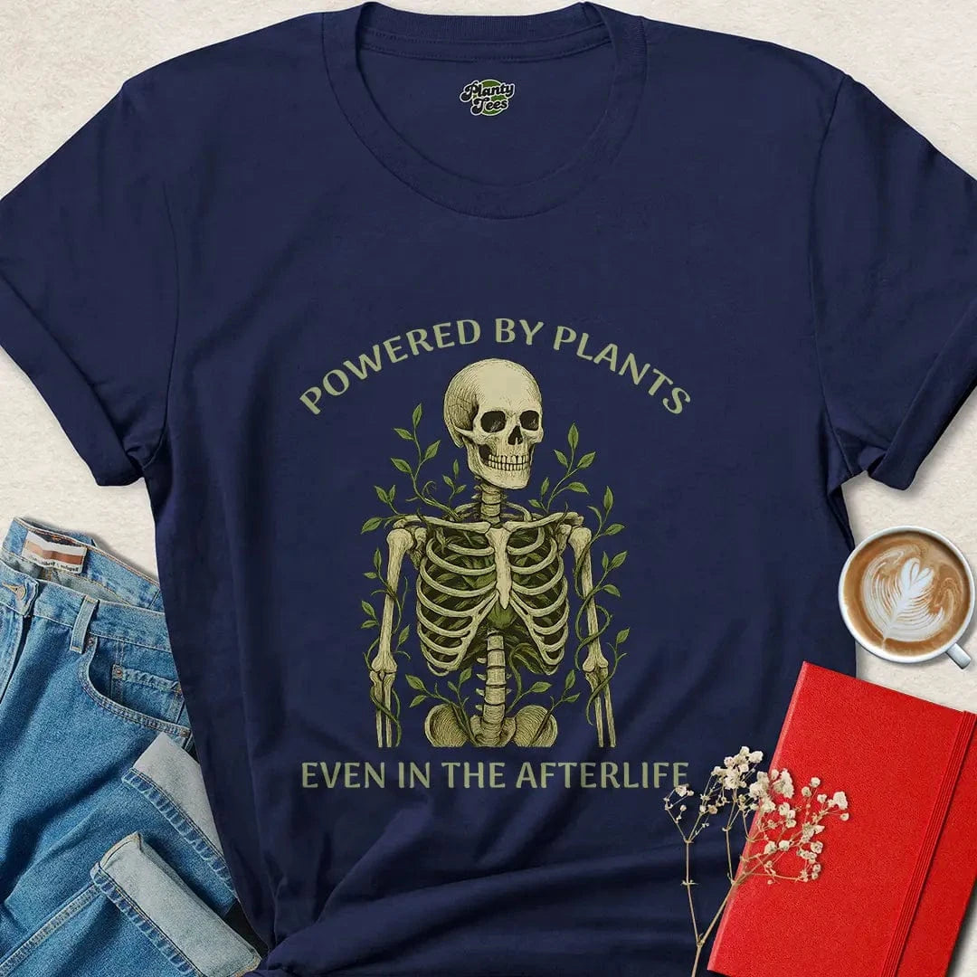 Powered by Plants Shirt – Vegan Skeleton Tee with Attitude