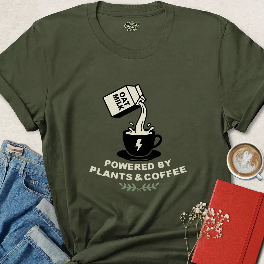 Powered by Plants & Coffee Vegan Graphic Tee