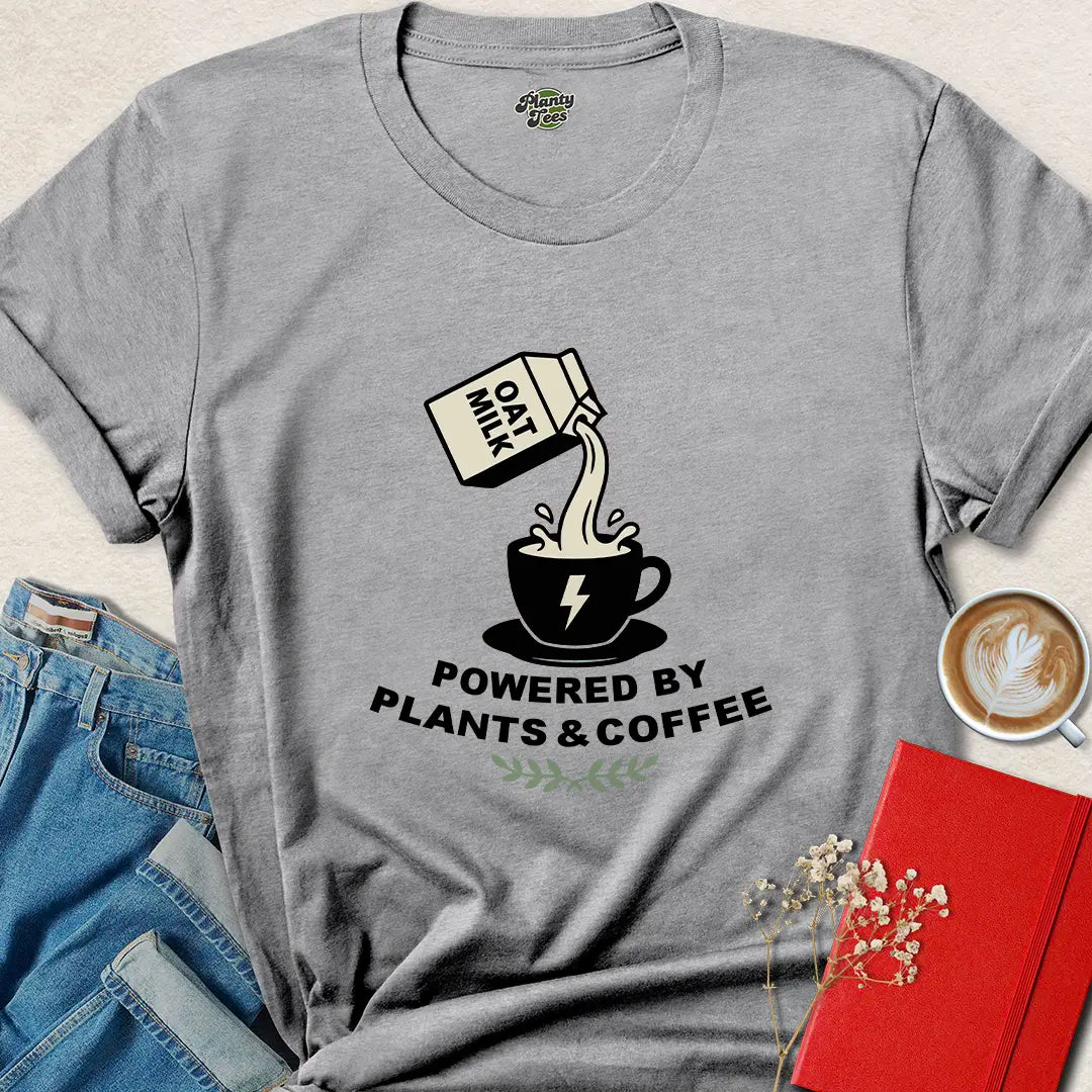 Powered by Plants & Coffee Vegan Graphic Tee