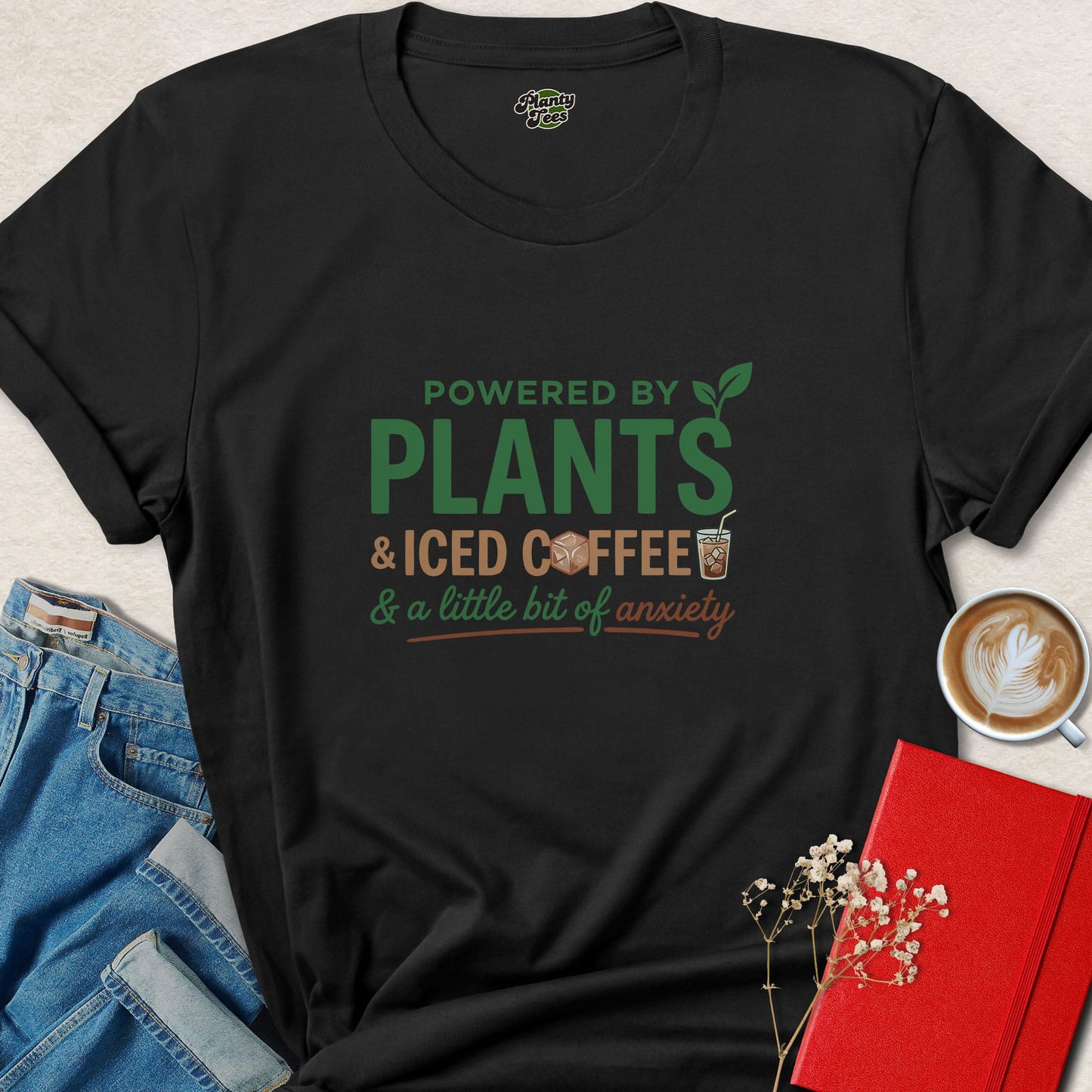 Powered By Plants And Iced Coffee Shirt Vegan Lifestyle Tee