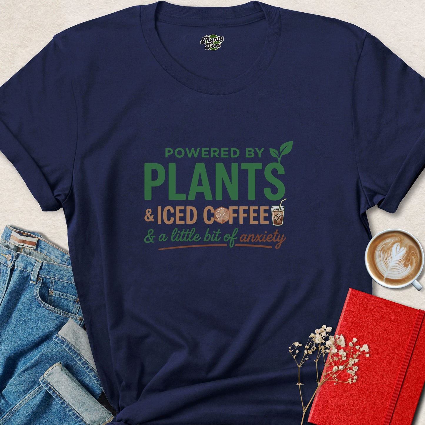 Powered By Plants And Iced Coffee Shirt Vegan Lifestyle Tee