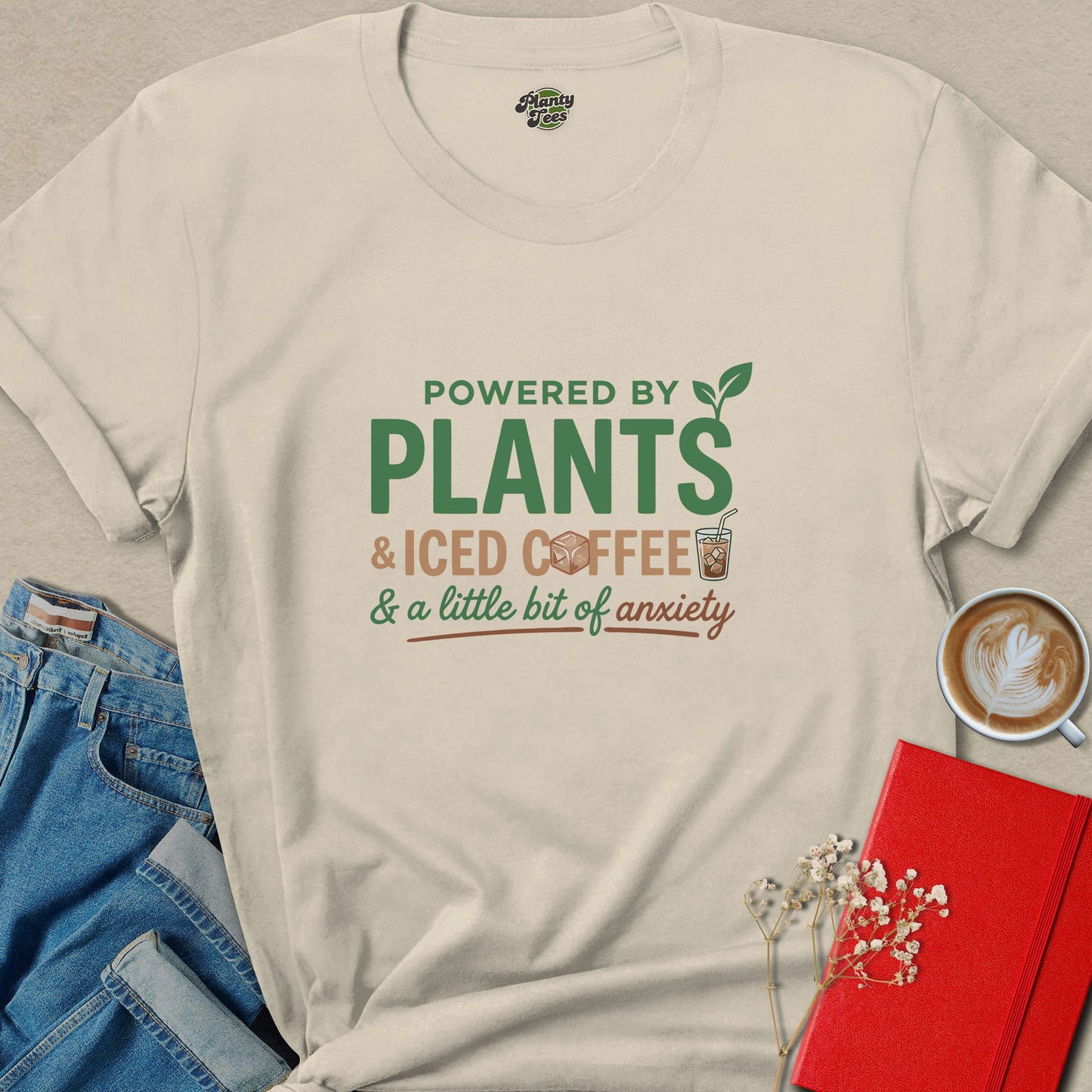 Powered By Plants And Iced Coffee Shirt Vegan Lifestyle Tee