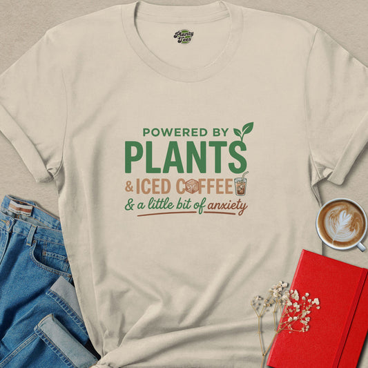 Powered By Plants And Iced Coffee Shirt Vegan Lifestyle Tee