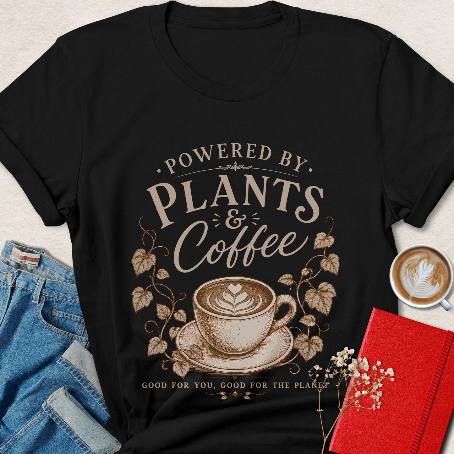 Powered By Plants And Coffee Vegan Coffee Lover Shirt
