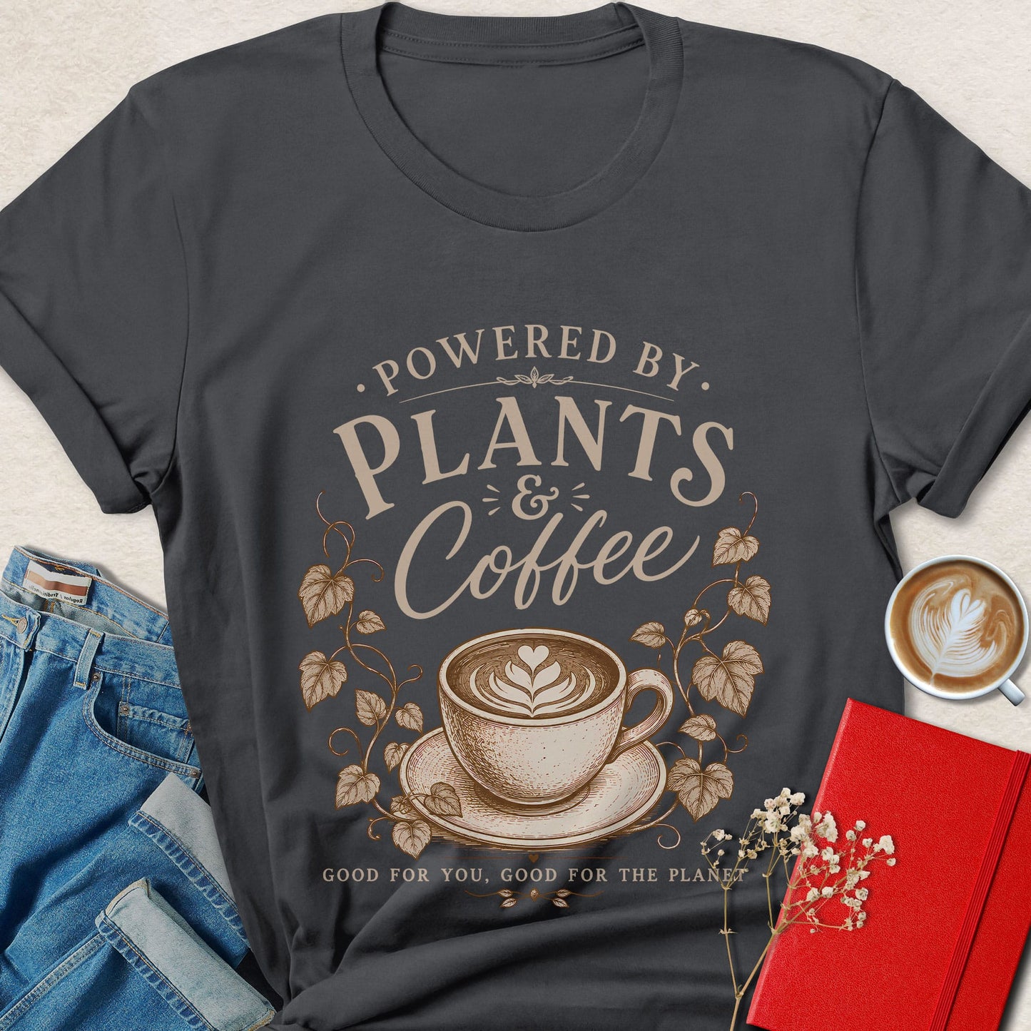 Powered By Plants And Coffee Vegan Coffee Lover Shirt