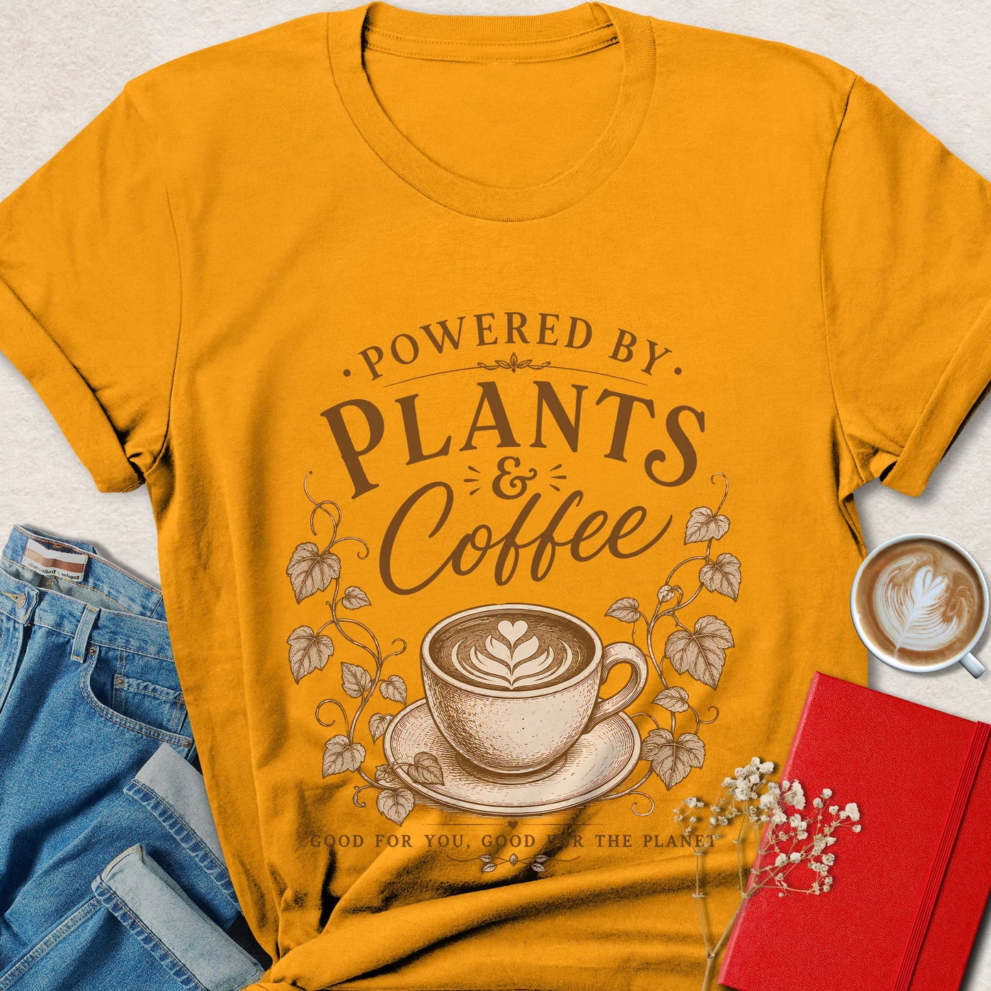 Powered By Plants And Coffee Vegan Coffee Lover Shirt