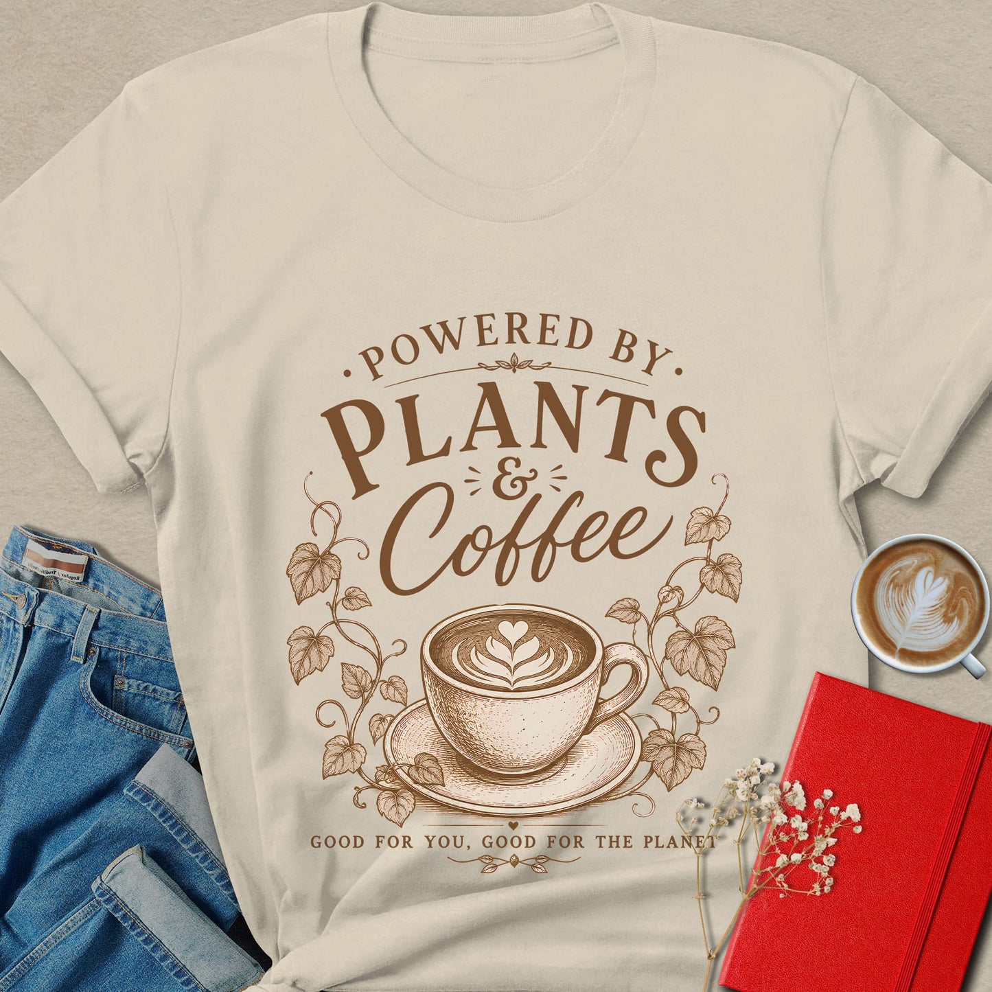 Powered By Plants And Coffee Vegan Coffee Lover Shirt