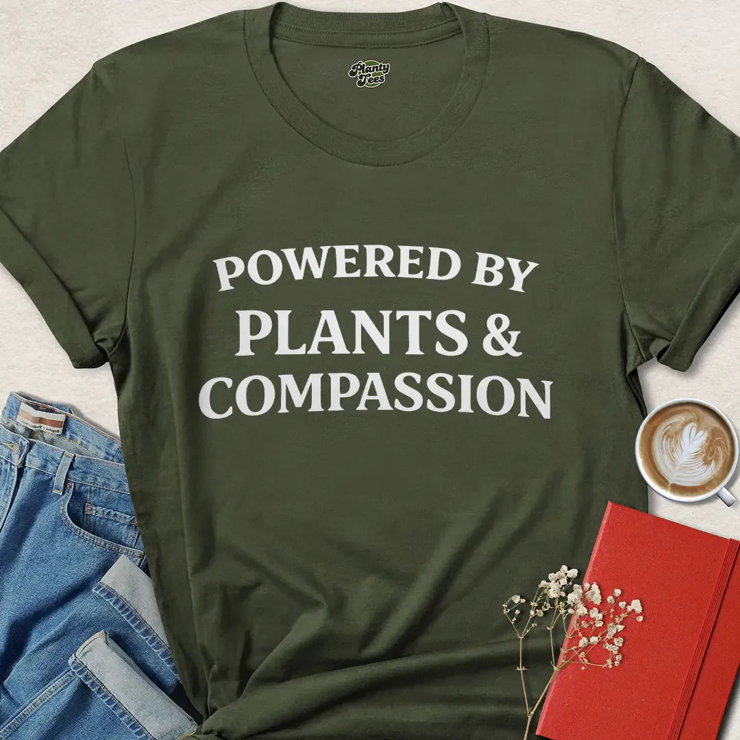 Powered By Plants & Compassion Vegan T Shirt