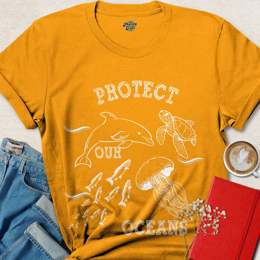 Protect Our Oceans, White Sketch, T-Shirt