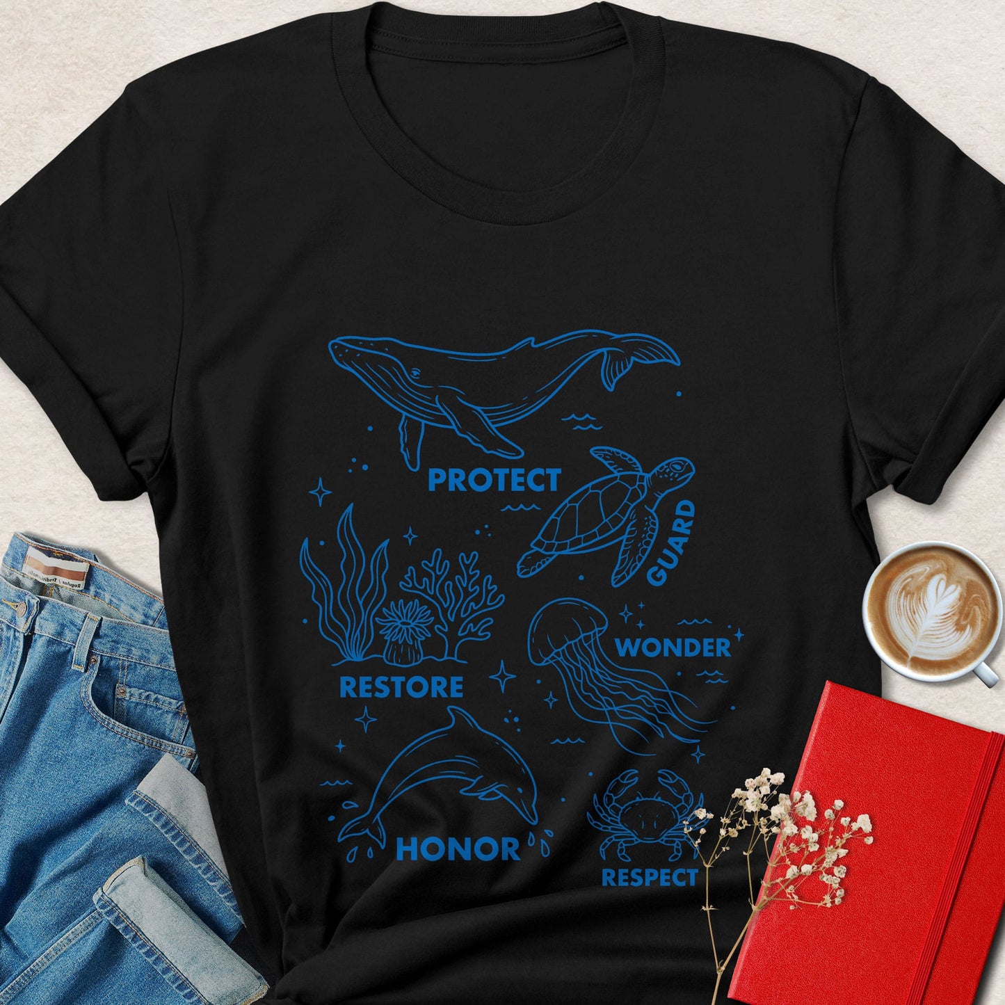 Protect Restore Honor Respect Ocean Animal Rights T-Shirt