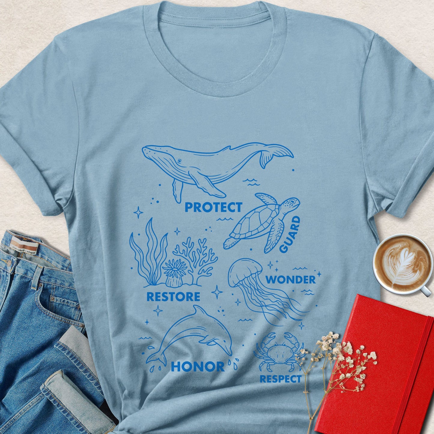 Protect Restore Honor Respect Ocean Animal Rights T-Shirt
