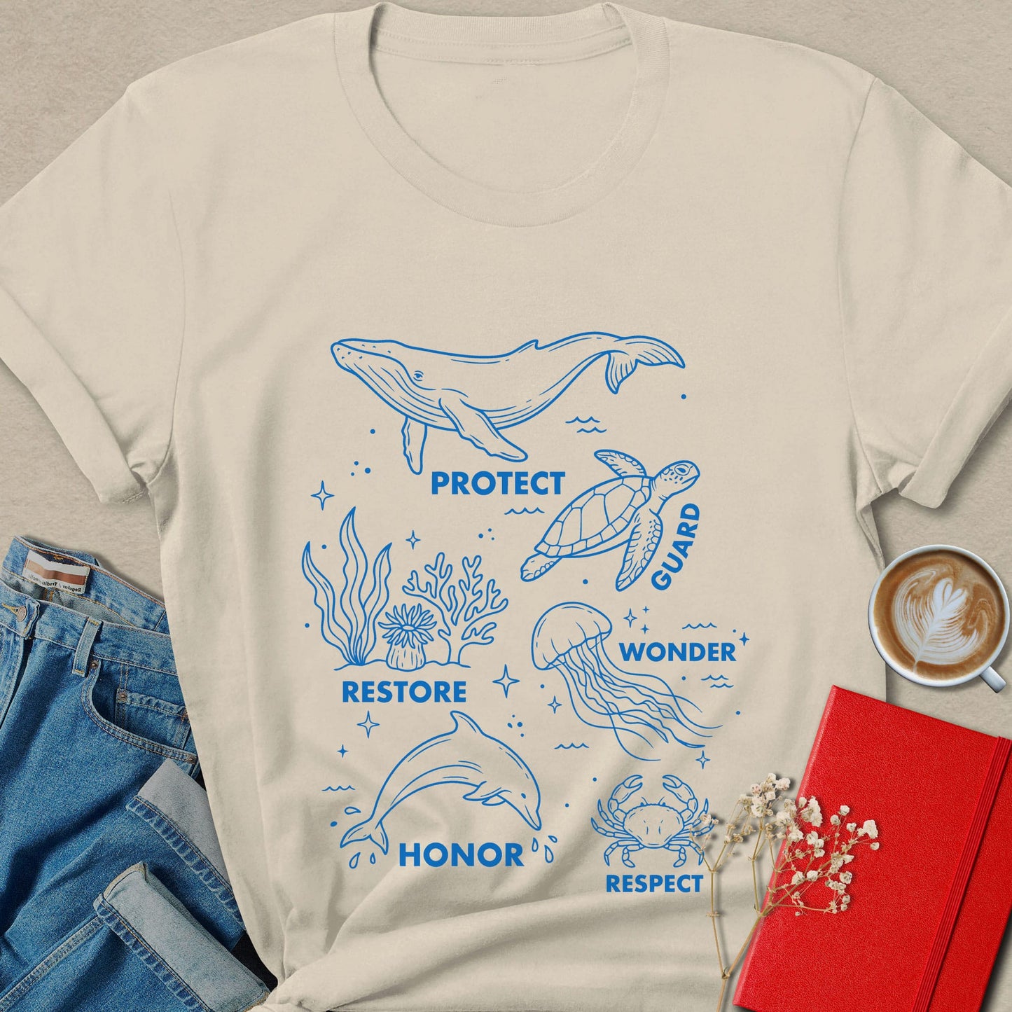 Protect Restore Honor Respect Ocean Animal Rights T-Shirt