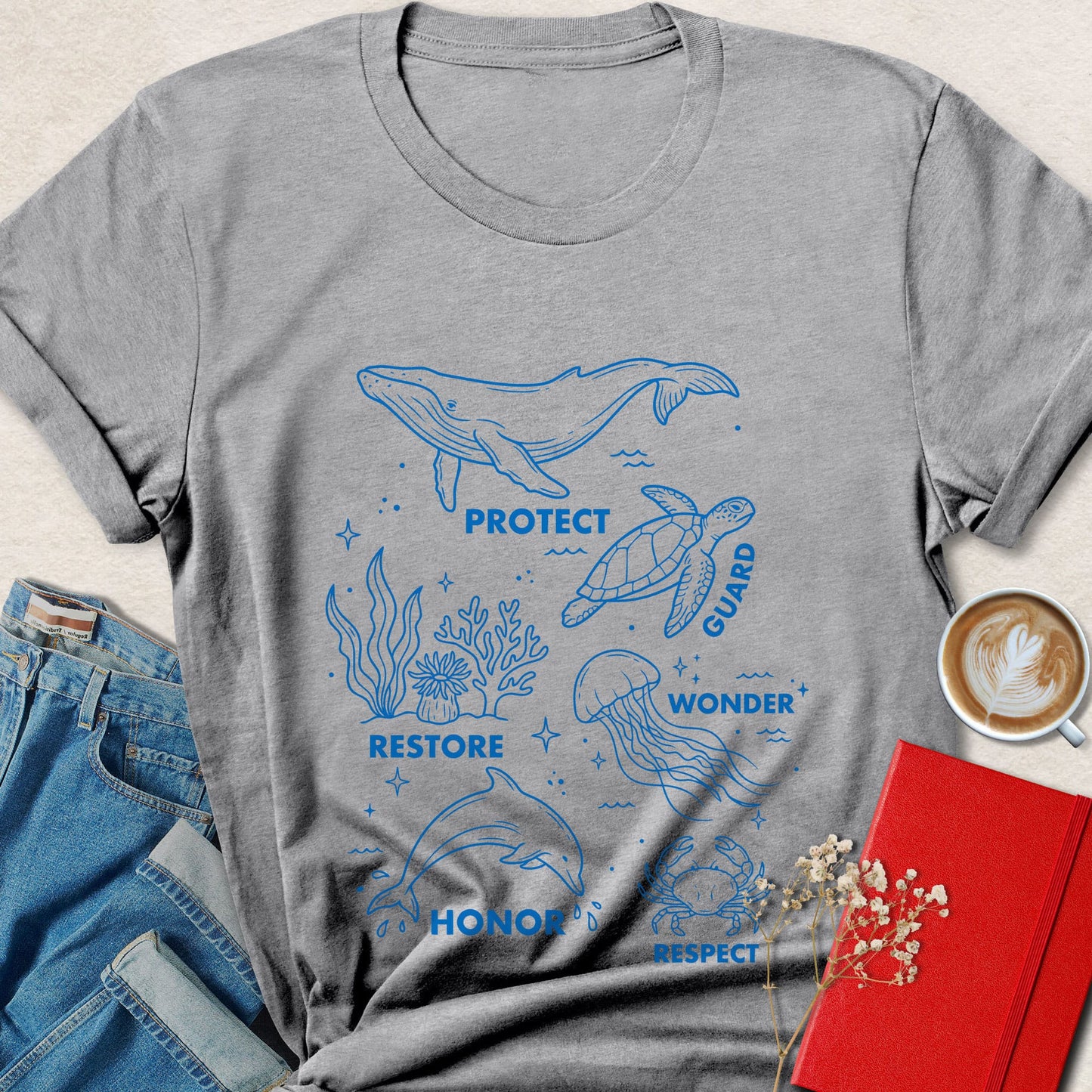 Protect Restore Honor Respect Ocean Animal Rights T-Shirt
