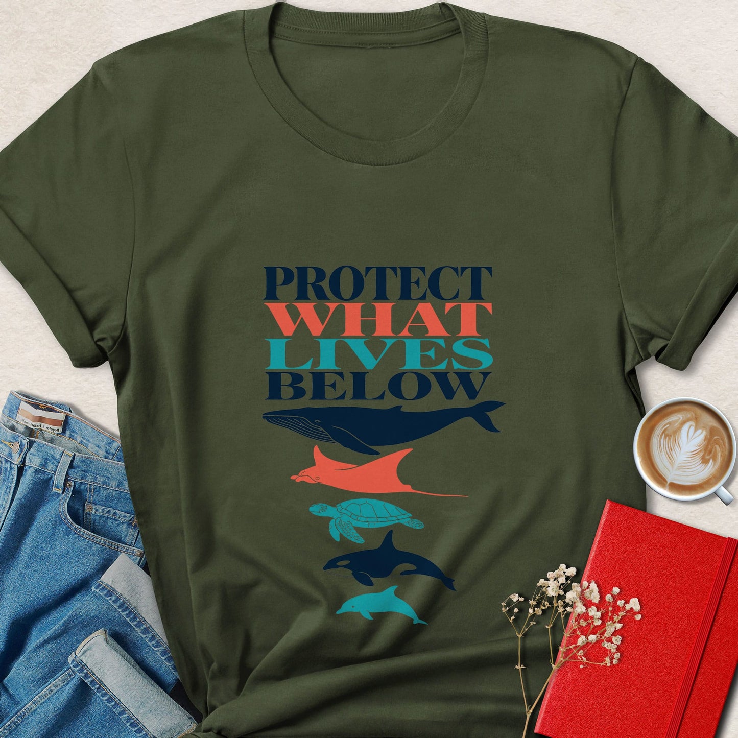 Protect What Lives Below Ocean Conservation T-Shirt