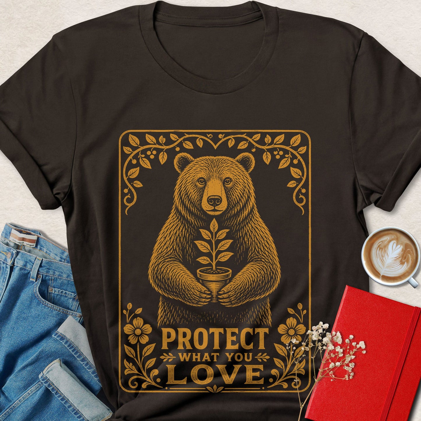 Protect What You Love Bear Shirt | Nature Lover Graphic Tee