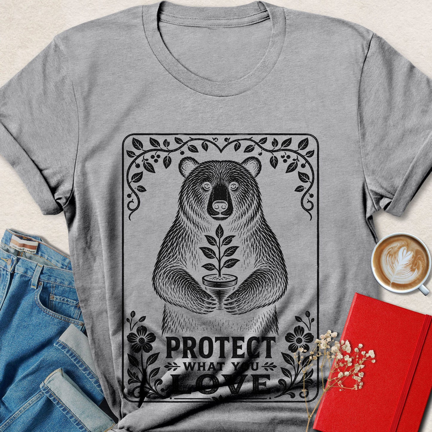 Protect What You Love Bear Shirt | Nature Lover Graphic Tee