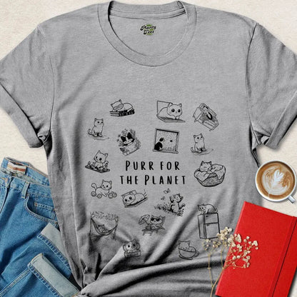 Purr for the Planet Shirt – Cute Eco Vegan Cat Lover Tee