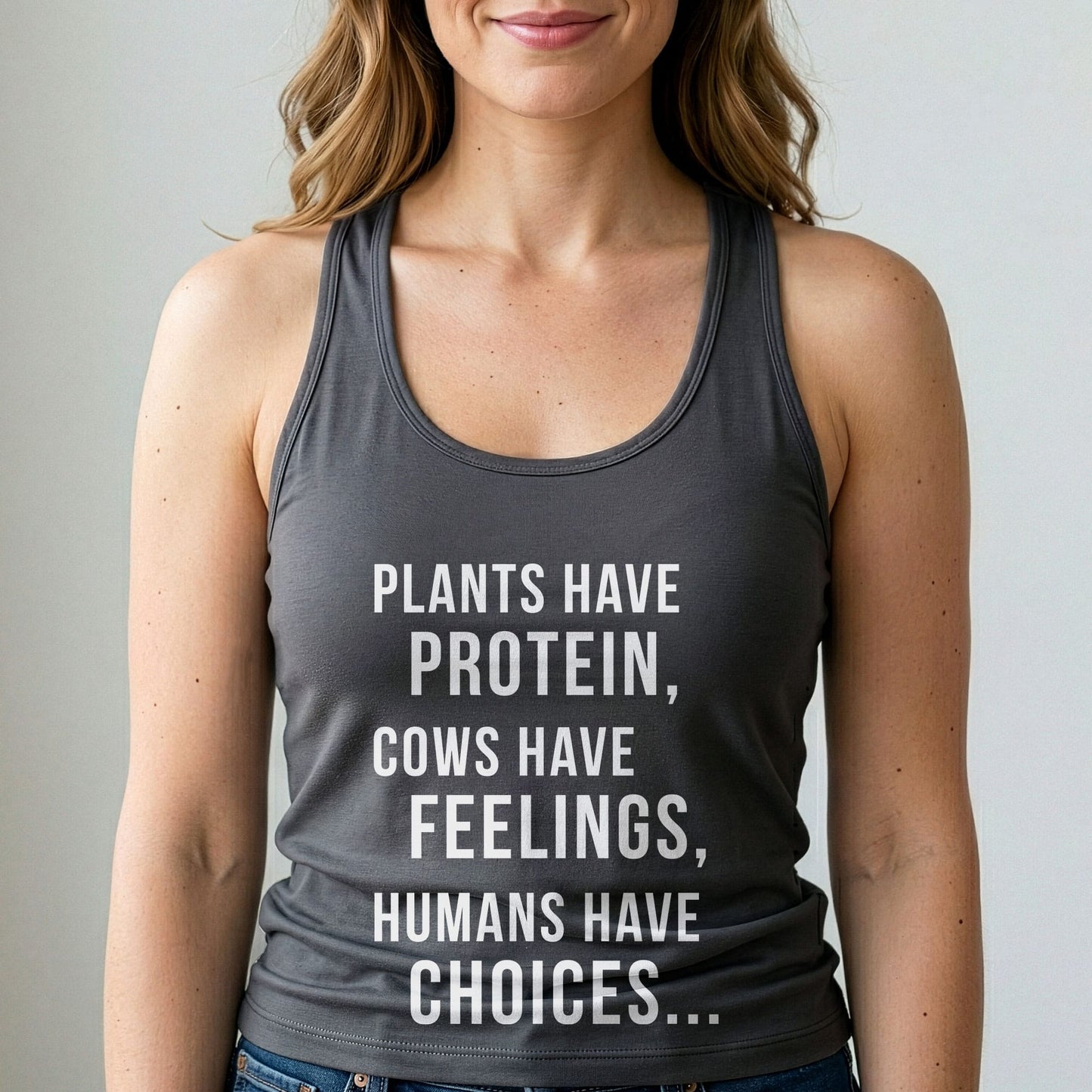 Plants Have Protein Cows Have Feelings Vegan Tank Top