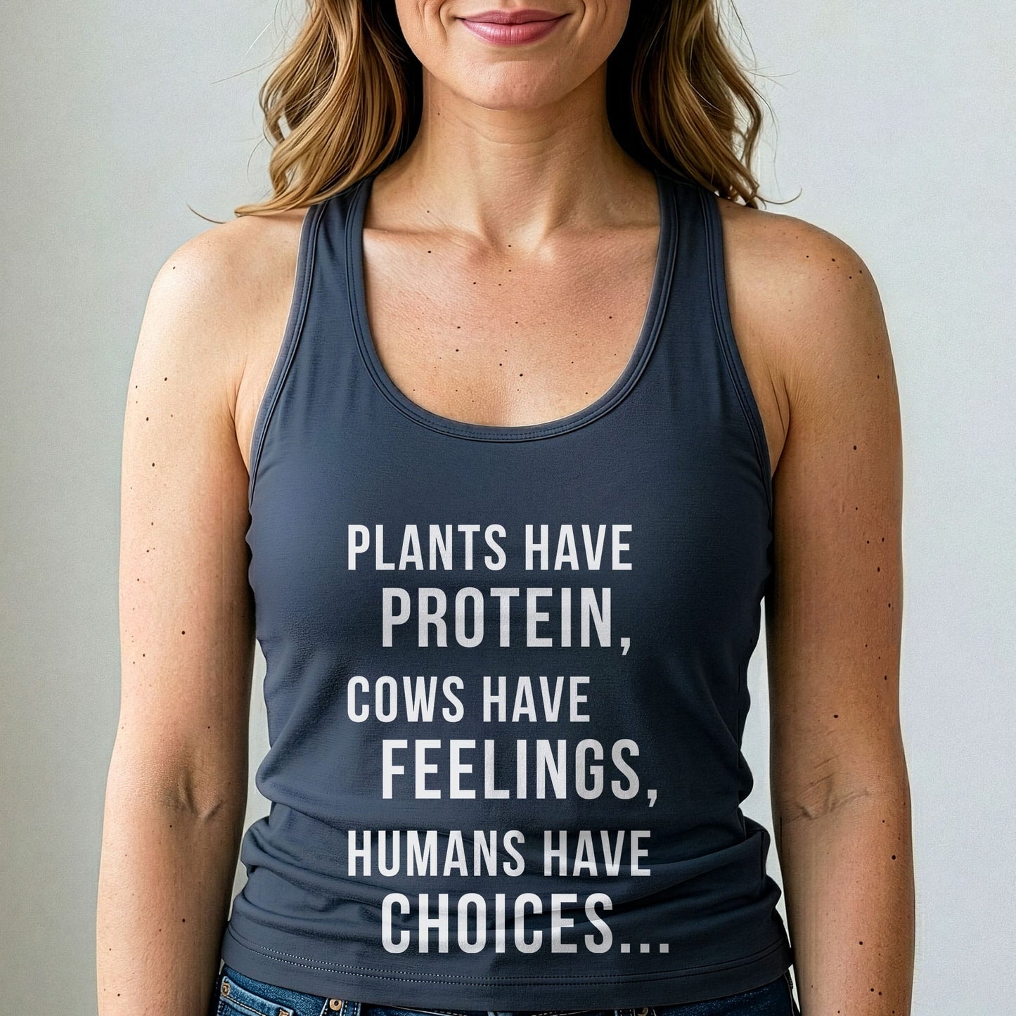 Plants Have Protein Cows Have Feelings Vegan Tank Top