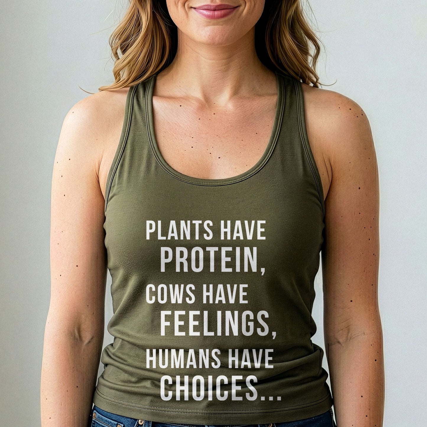 Plants Have Protein Cows Have Feelings Vegan Tank Top