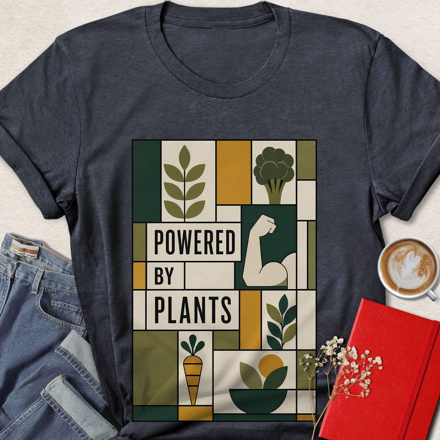Powered by Plants Modern Geometric Vegan T-shirt