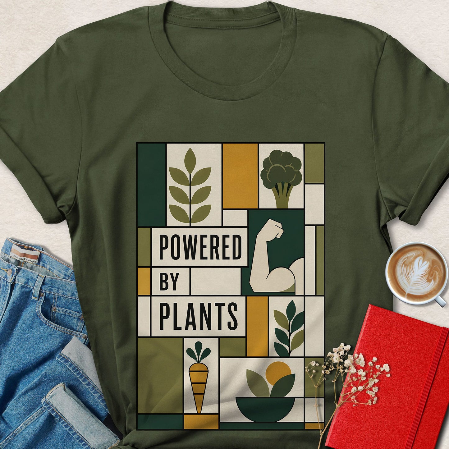 Powered by Plants Modern Geometric Vegan T-shirt