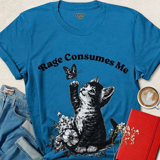 Rage Consumes Me Cat Shirt – Cute & Chaotic Vegan Graphic Tee