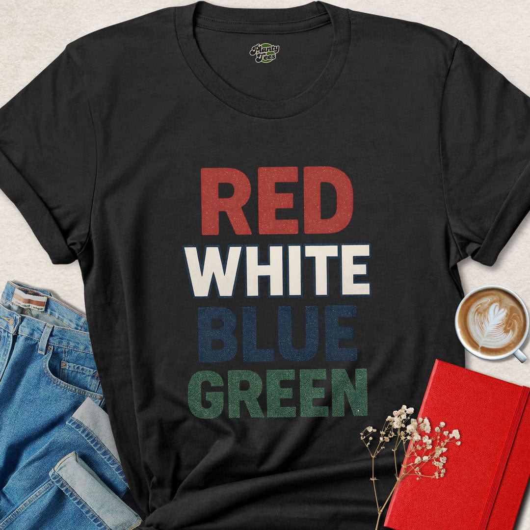 Red White Blue Green Vegan 4th Of July T-Shirt