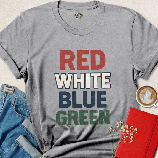Red White Blue Green Vegan 4th Of July T-Shirt