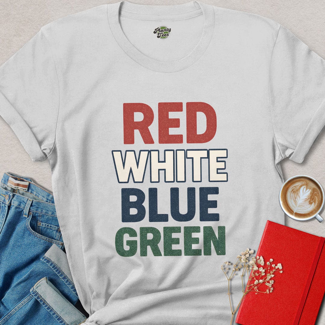 Red White Blue Green Vegan 4th Of July T-Shirt