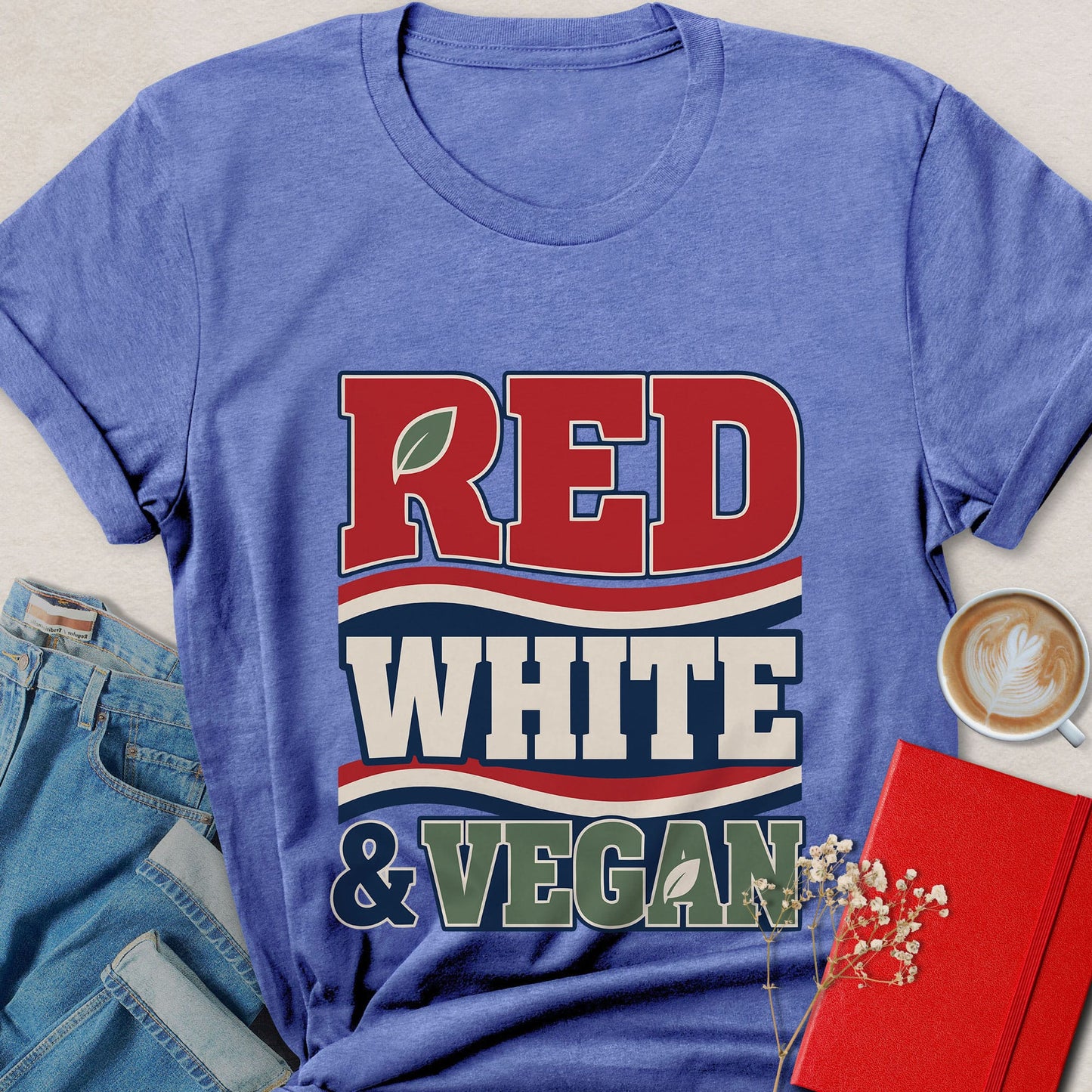 Red White and Vegan Patriotic Vegan T-Shirt