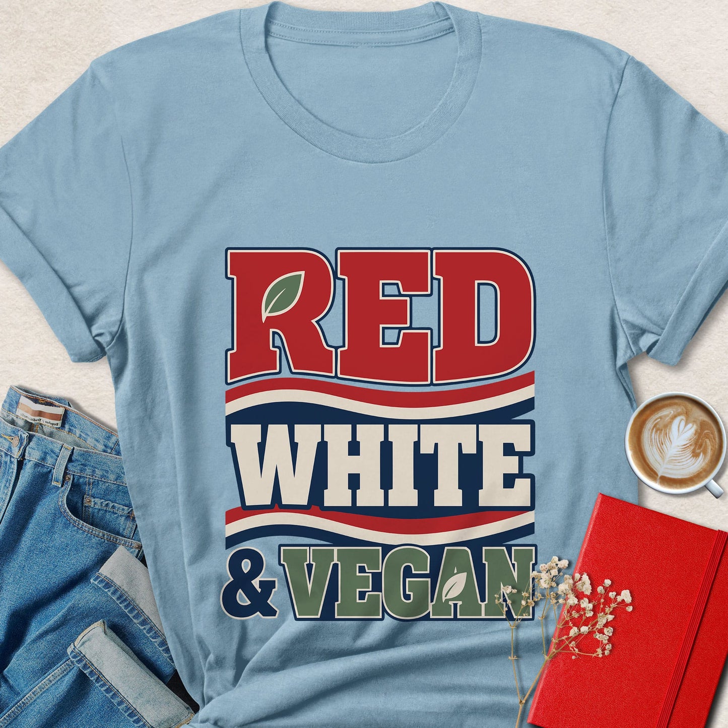 Red White and Vegan Patriotic Vegan T-Shirt