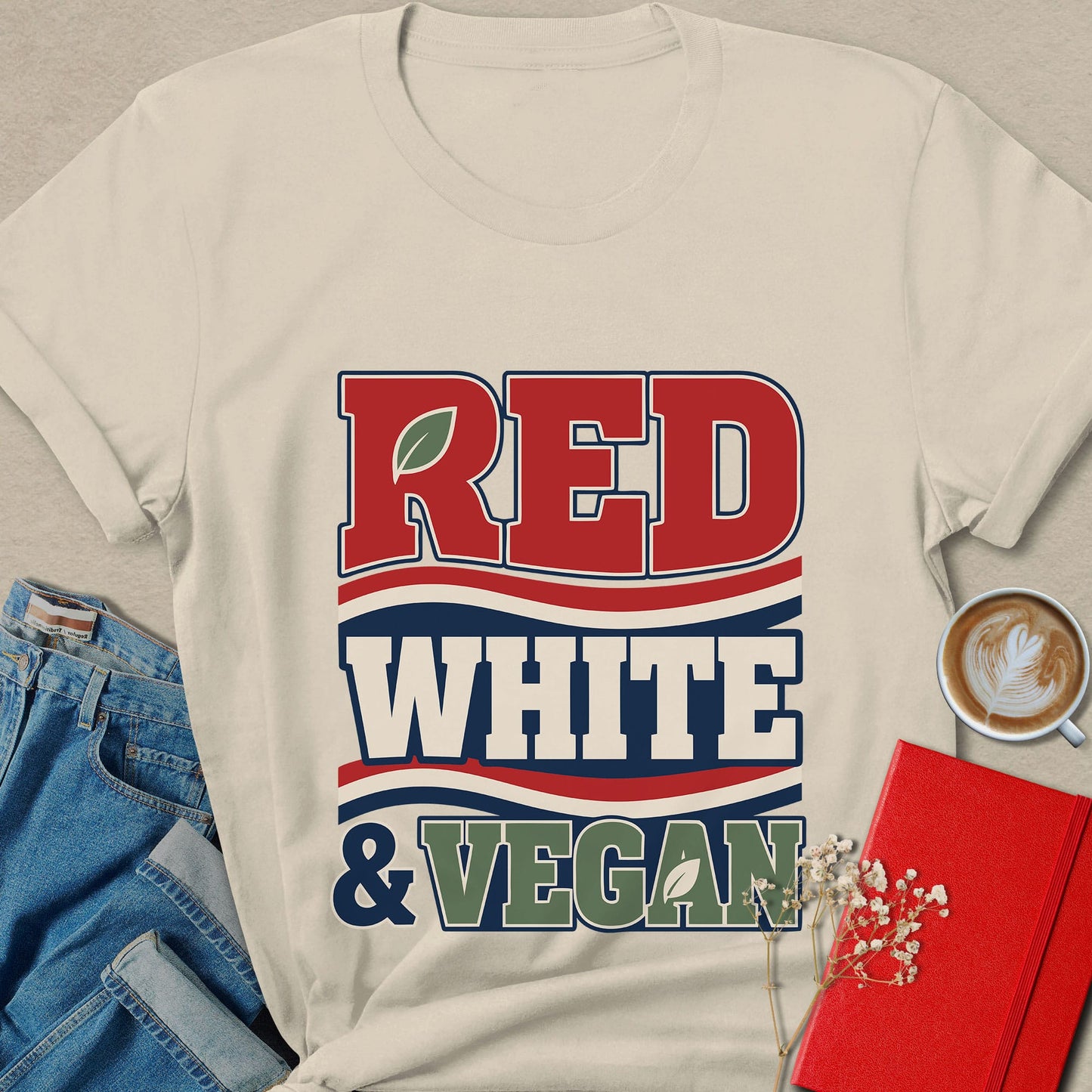 Red White and Vegan Patriotic Vegan T-Shirt