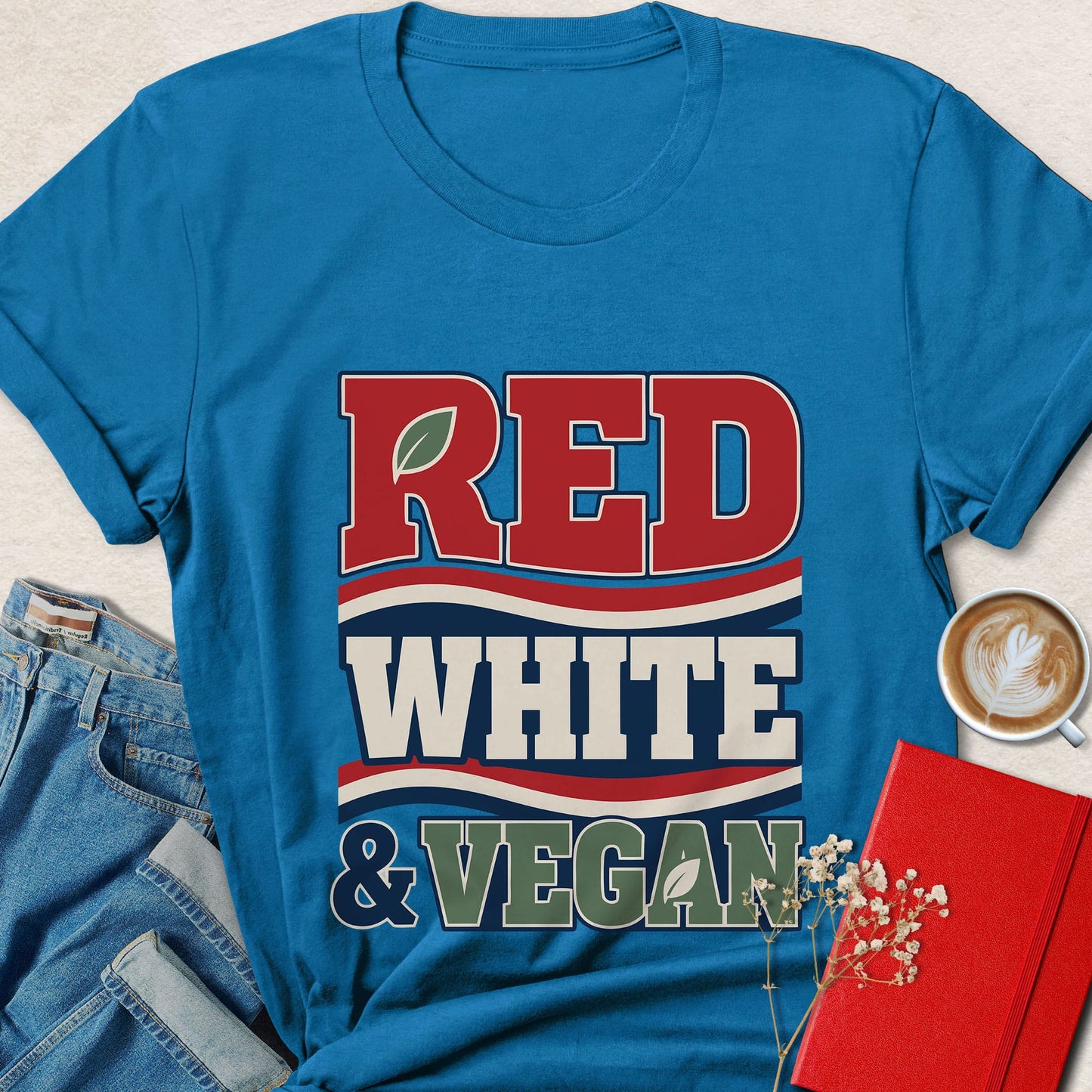 Red White and Vegan Patriotic Vegan T-Shirt