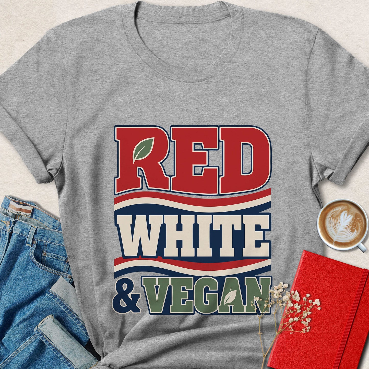 Red White and Vegan Patriotic Vegan T-Shirt