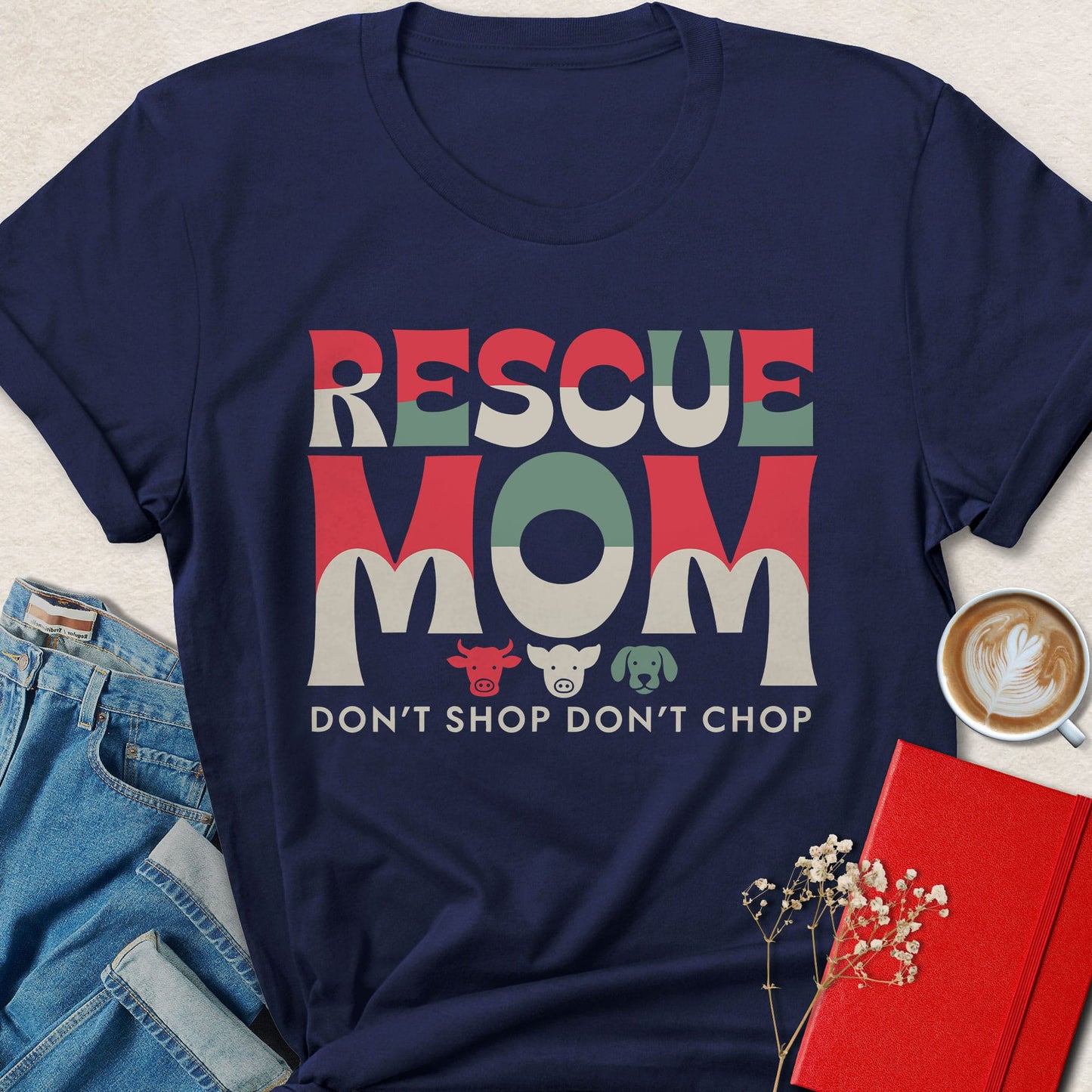 Rescue Mom Vegan Shirt Animal Rights Adopt Don’t Shop Tee
