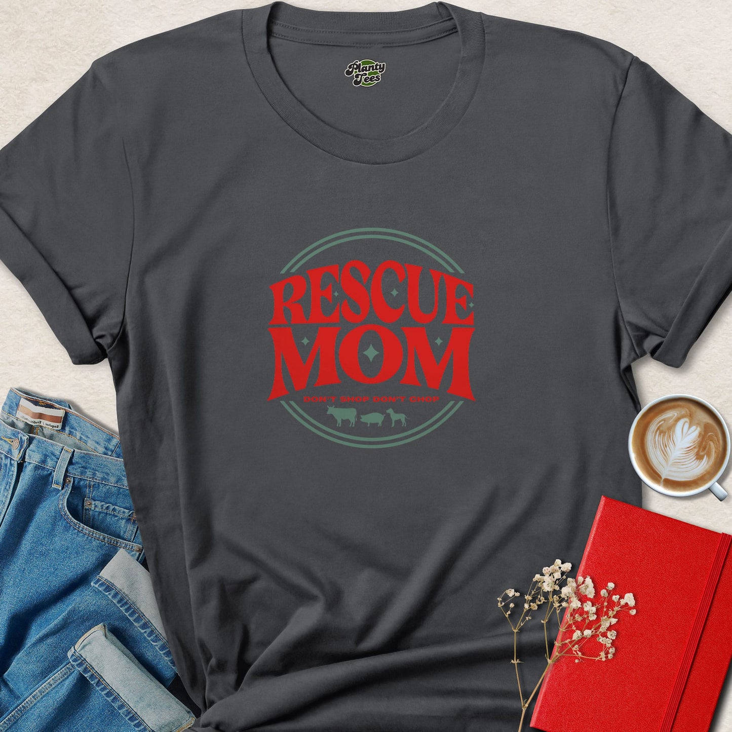 Rescue Mom Shirt Animal Rescue Vegan Lifestyle Graphic Tee