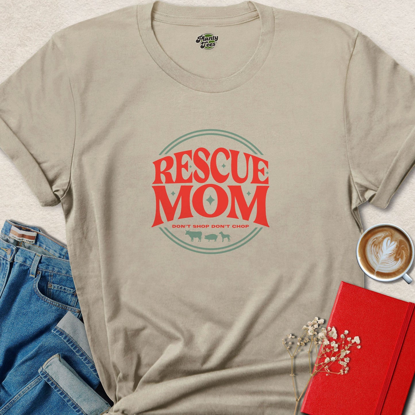 Rescue Mom Shirt Animal Rescue Vegan Lifestyle Graphic Tee