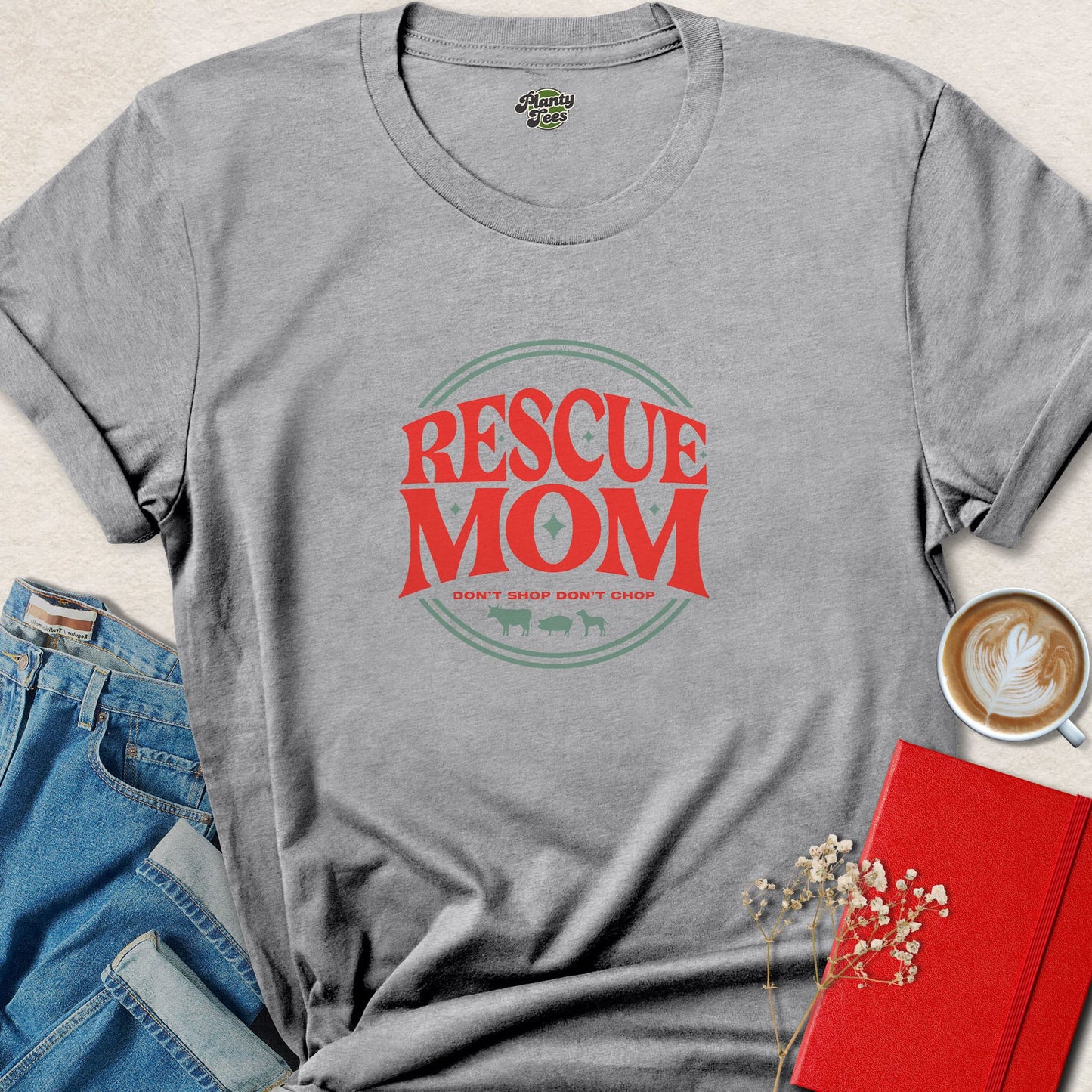 Rescue Mom Shirt Animal Rescue Vegan Lifestyle Graphic Tee