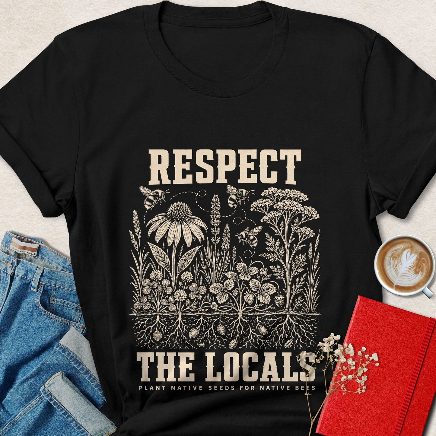 Respect the Locals Native Bees Vegan T-Shirt
