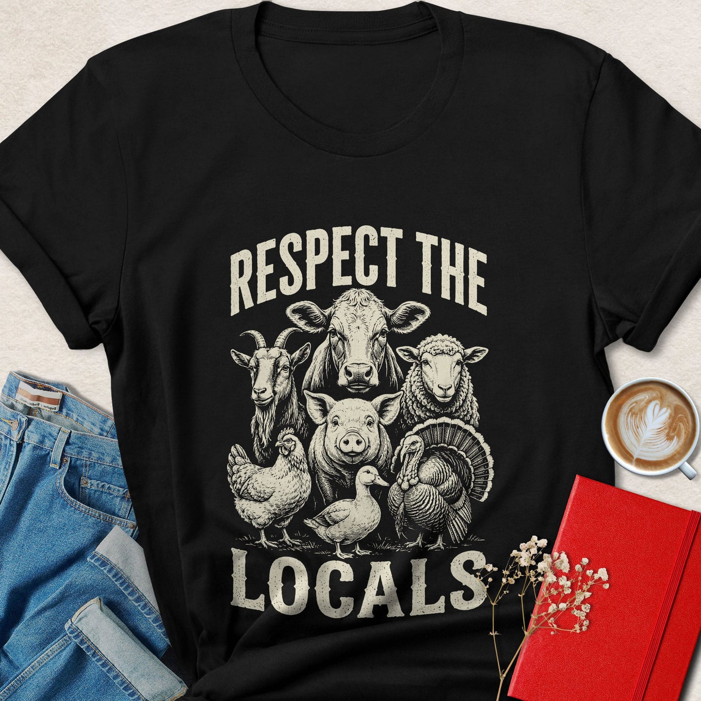 Respect the Locals Farm Animal Vegan T-Shirt