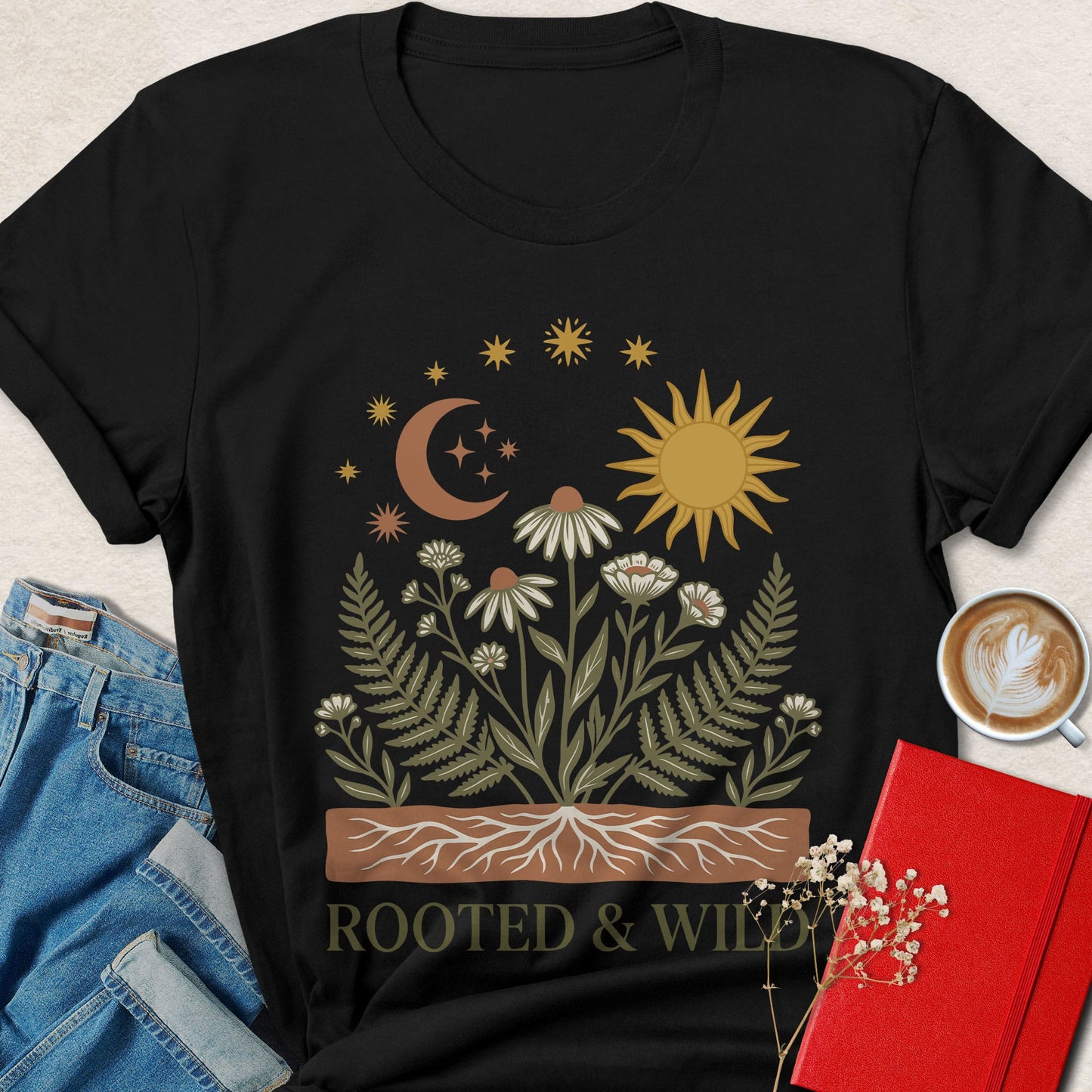 Rooted And Wild Vegan Shirt | Boho Botanical Apparel