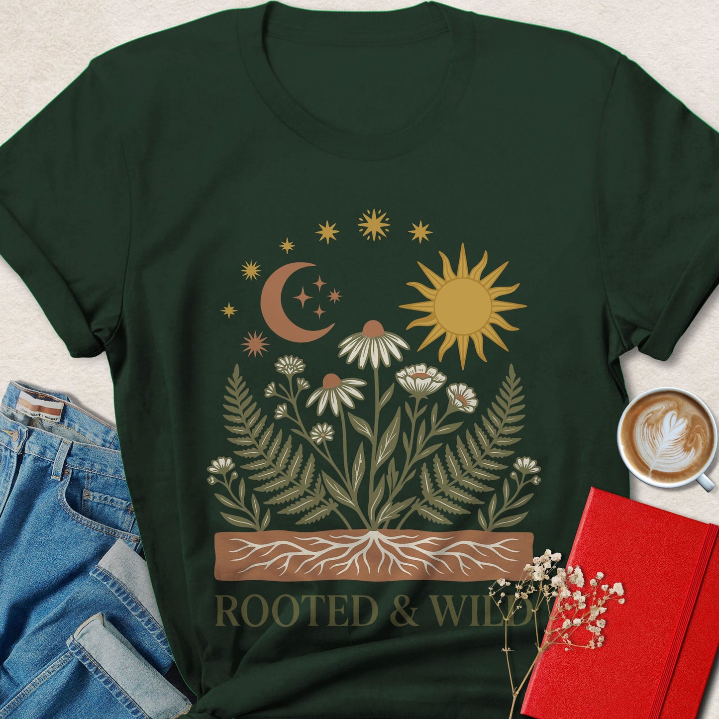 Rooted And Wild Vegan Shirt | Boho Botanical Apparel