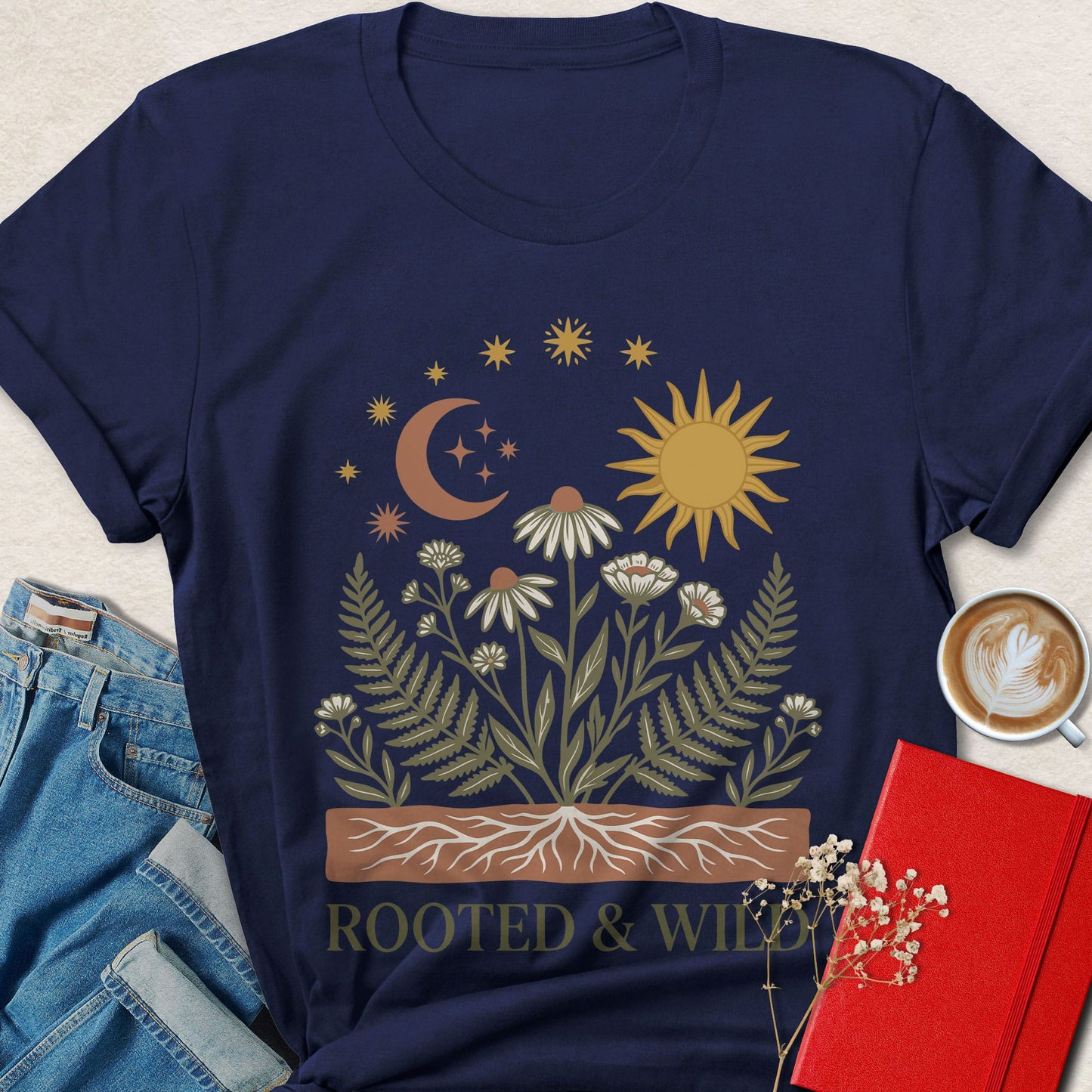Rooted And Wild Vegan Shirt | Boho Botanical Apparel