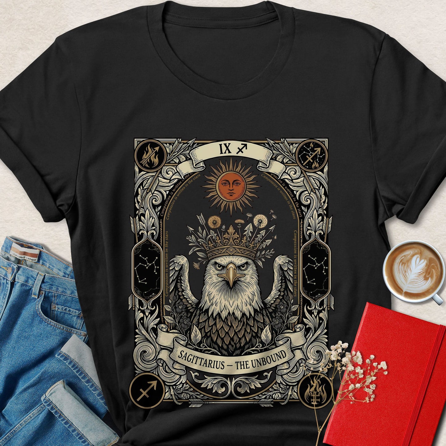 Sagittarius Tarot Vegan Shirt Zodiac Astrology Plant Based Tee
